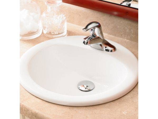 1475-CWH 19 Drop-In White Lavatory with Overflow and 4 Faucet Drilling 